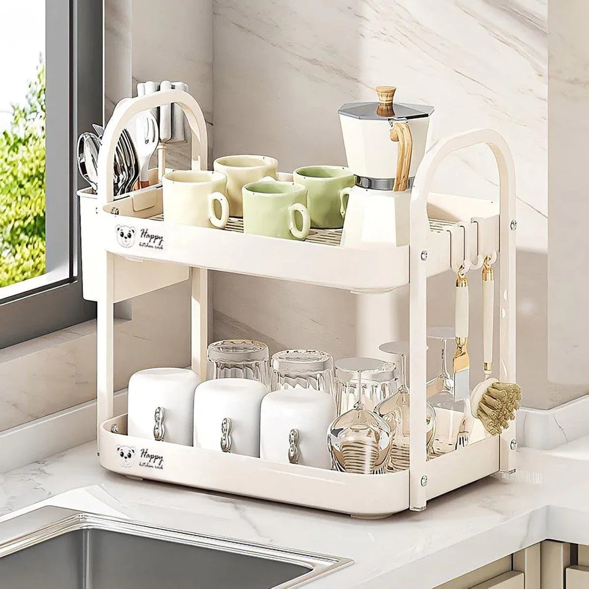 Double Layer Shelf Storage Rack for Water Cups Tea Cups Organizer Kitchen Rack V528-CUP-HOLDER-507488