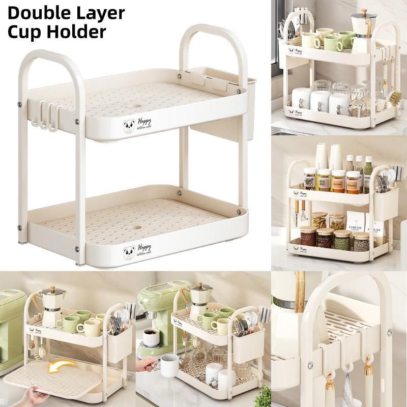 Double Layer Shelf Storage Rack for Water Cups Tea Cups Organizer Kitchen Rack V528-CUP-HOLDER-507488