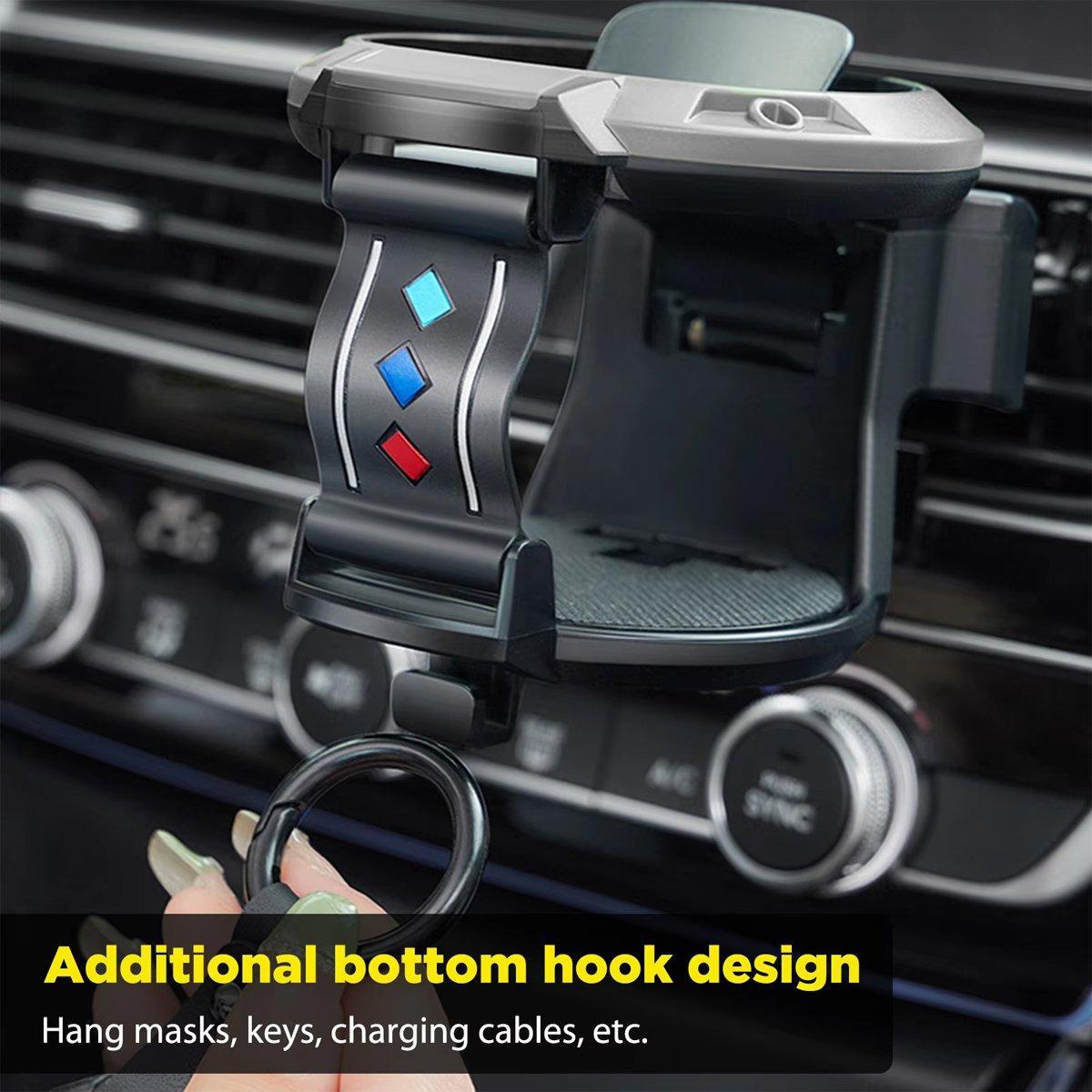 Universal Car Air Vent Cup Holder Beverage for Milk Tea Stand with Hook Bracket V528-CUP-HOLDER-BLACK-GREY-122374