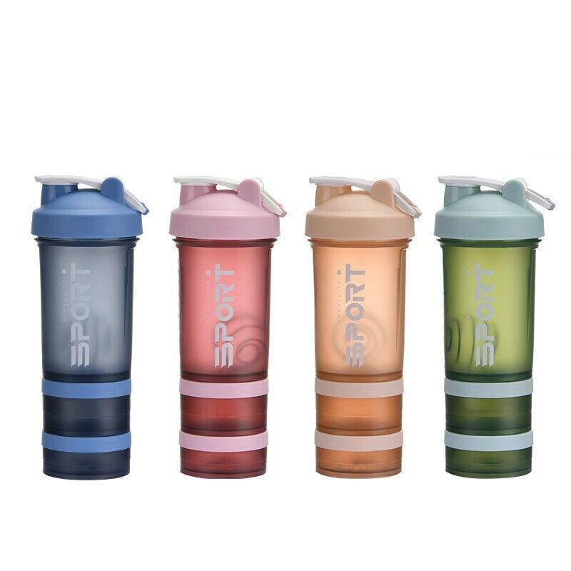 Powder Milkshake Drink Cup Sport Water Bottle 500Ml 3 Tier Protein Shaker Pill - Orange V528-CUP-ORANGE-98191