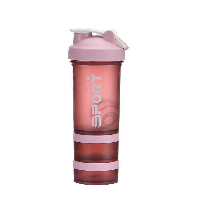 Powder Milkshake Drink Cup Sport Water Bottle 500Ml 3 Tier Protein Shaker Pill - Orange V528-CUP-ORANGE-98191