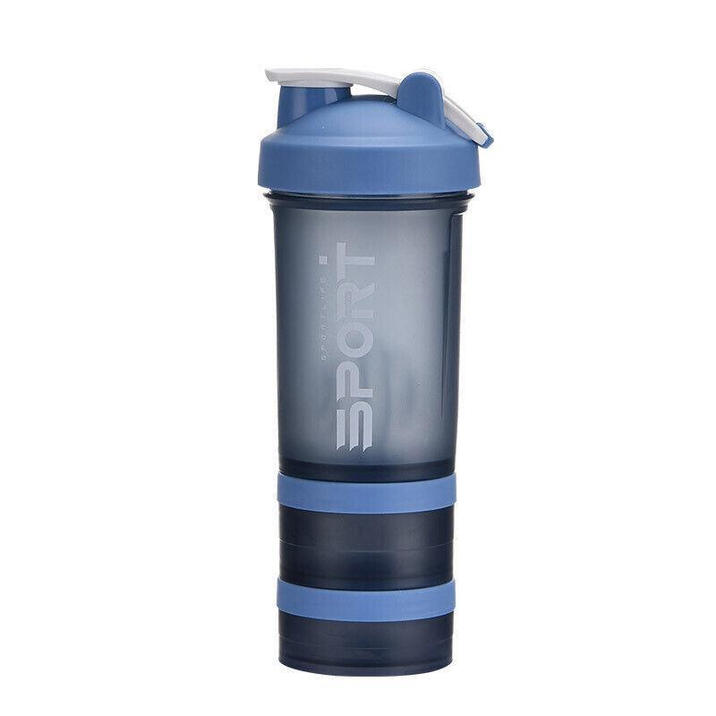 Powder Milkshake Drink Cup Sport Water Bottle 500Ml 3 Tier Protein Shaker Pill - Orange V528-CUP-ORANGE-98191