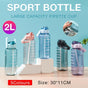 2L Water Bottle Straw Cup Motivational Drink Flask With Time Markings Sports Gym - Purple V528-CUP-PURPLE-81172