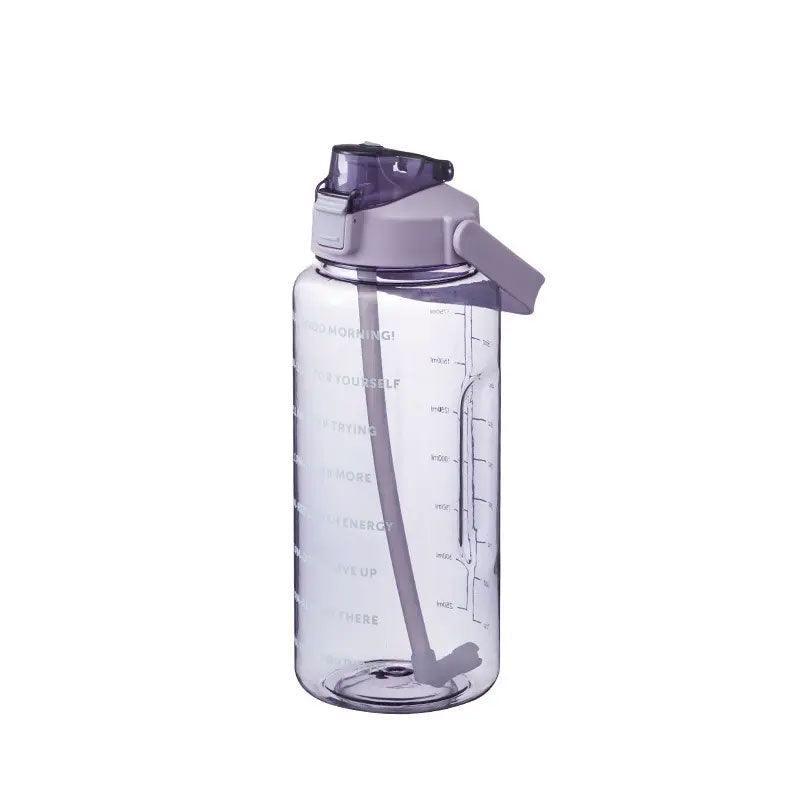 2L Water Bottle Straw Cup Motivational Drink Flask With Time Markings Sports Gym - Purple V528-CUP-PURPLE-81172
