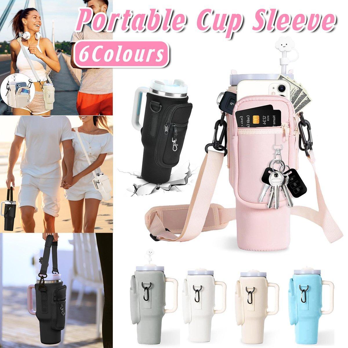 Portable Cup Sleeve Drink Holder Reusable Water Bottle Carrier Travel Bag - Grey V528-CUP-SLEEVE-GREY-906295