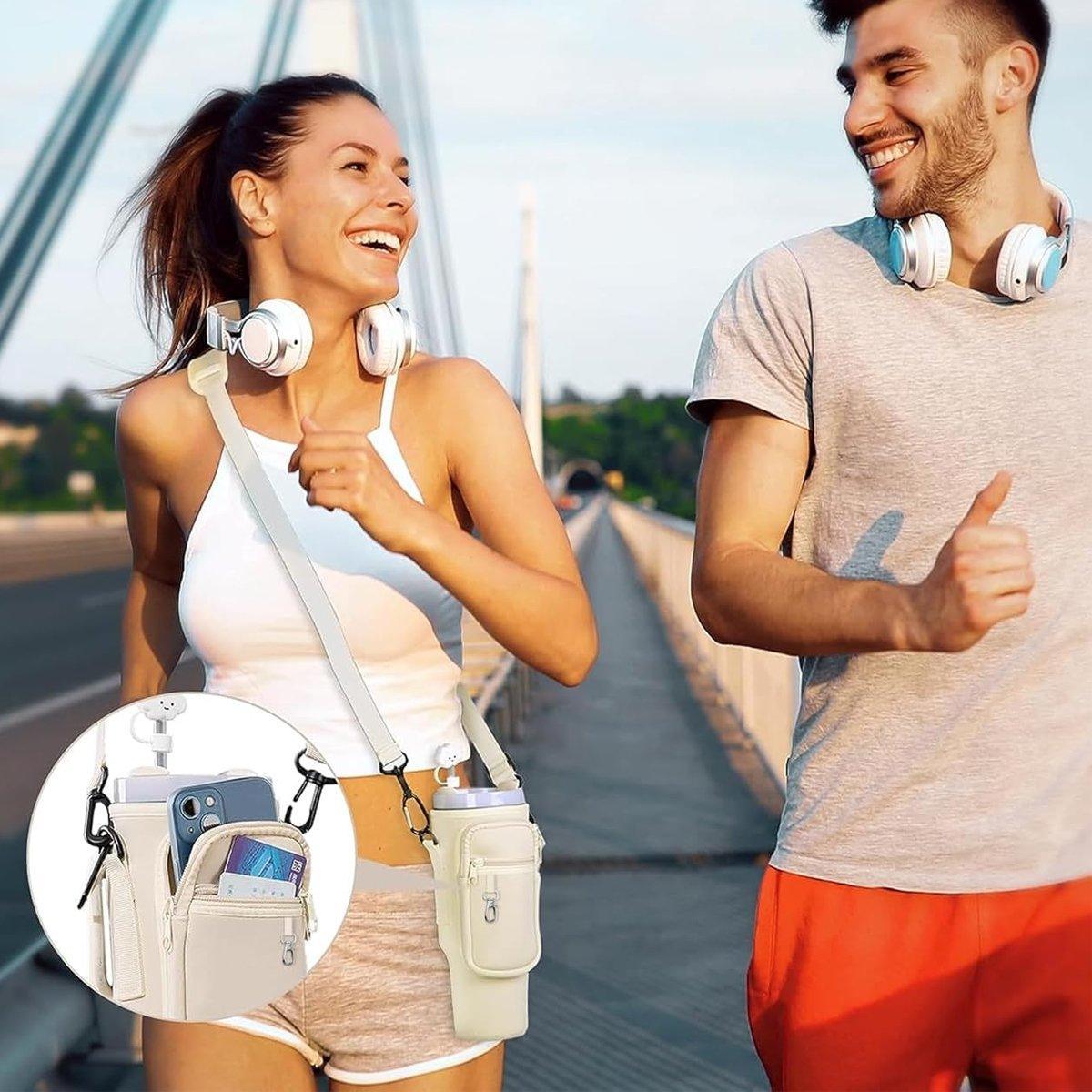 Portable Cup Sleeve Drink Holder Reusable Water Bottle Carrier Travel Bag - Grey V528-CUP-SLEEVE-GREY-906295