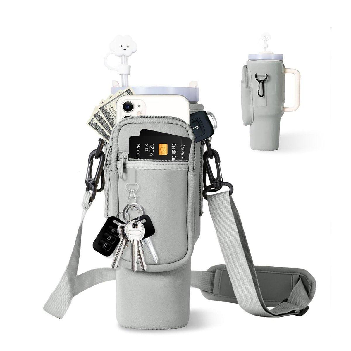 Portable Cup Sleeve Drink Holder Reusable Water Bottle Carrier Travel Bag - Grey V528-CUP-SLEEVE-GREY-906295