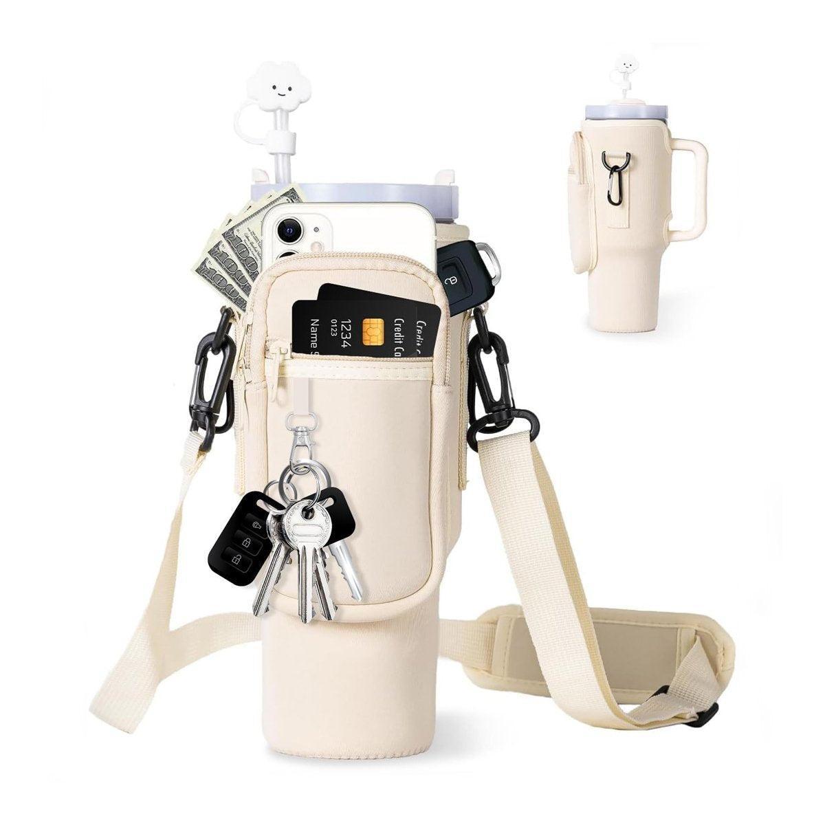 Portable Cup Sleeve Drink Holder Reusable Water Bottle Carrier Travel Bag - Grey V528-CUP-SLEEVE-GREY-906295
