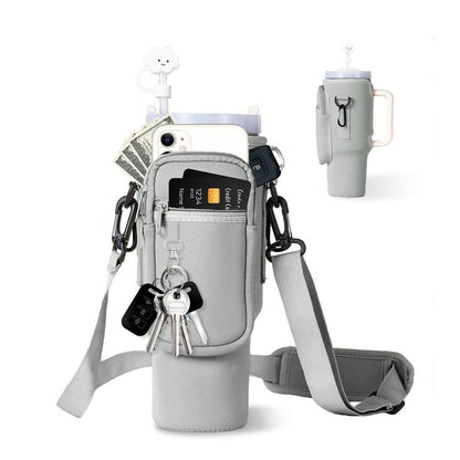 Portable Cup Sleeve Drink Holder Reusable Water Bottle Carrier Travel Bag - White V528-CUP-SLEEVE-WHITE-261530