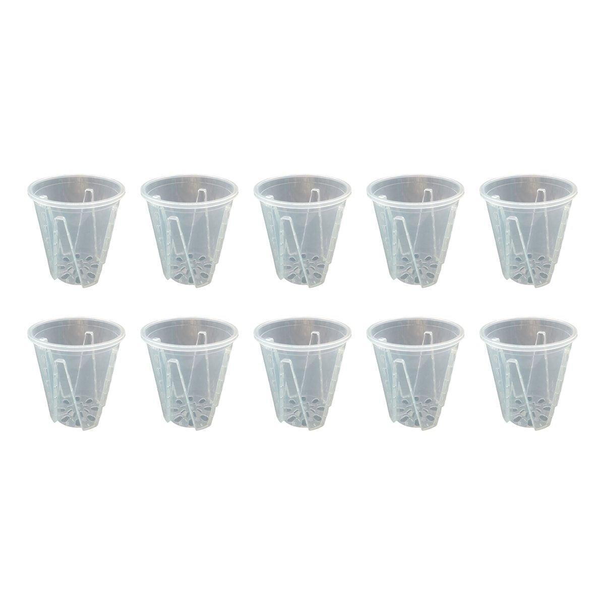 10xClear Plastic Orchid Pots with Holes for Phalaenopsis Root Aeration V528-CUP-TRANSPARENT-10PCS-556970