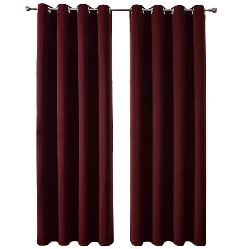 2pcs Semi Blackout Curtain Fabric Solid Colour Home Decor Drapes for Living Room - Red - 132x160cm V528-CURTAIN-2PCS-132X160-RED-494080