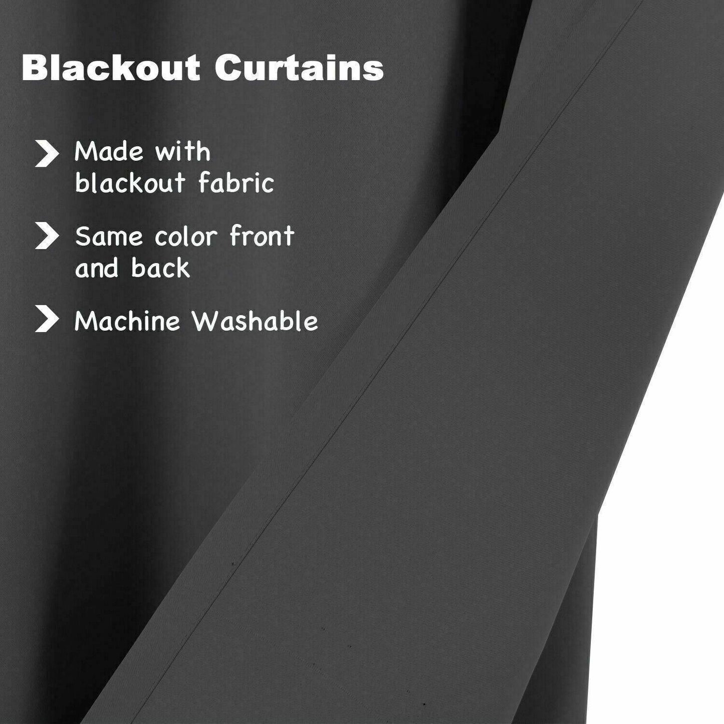 2pcs Semi Blackout Curtain Fabric Solid Colour Home Decor Drapes for Living Room - Black - 132x244cm V528-CURTAIN-2PCS-132X244-BLACK-432002