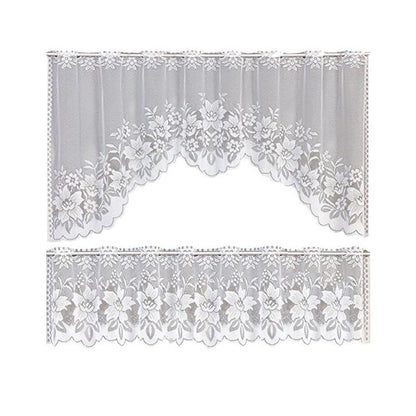 2Pcs/Set White Lace Kitchen Home Window Cafe Curtain W Scallope Edge 160Cm Wide V528-CURTAIN-2PCS-17956