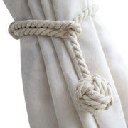 1pair Braided Cotton Curtain Tiebacks No Hole Curtain Holdbacks Hanging Balls - Beige V528-CURTAIN-TIE-2PCS-BEIGE-336428