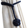 1pair Braided Cotton Curtain Tiebacks No Hole Curtain Holdbacks Hanging Balls - Navy V528-CURTAIN-TIE-2PCS-NAVY-403625