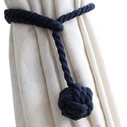 1pair Braided Cotton Curtain Tiebacks No Hole Curtain Holdbacks Hanging Balls - Navy V528-CURTAIN-TIE-2PCS-NAVY-403625
