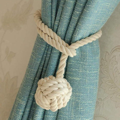 1pair Braided Cotton Curtain Tiebacks No Hole Curtain Holdbacks Hanging Balls - Navy V528-CURTAIN-TIE-2PCS-NAVY-403625
