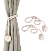 1pair Braided Cotton Curtain Tiebacks No Hole Curtain Holdbacks Hanging Balls - Navy V528-CURTAIN-TIE-2PCS-NAVY-403625