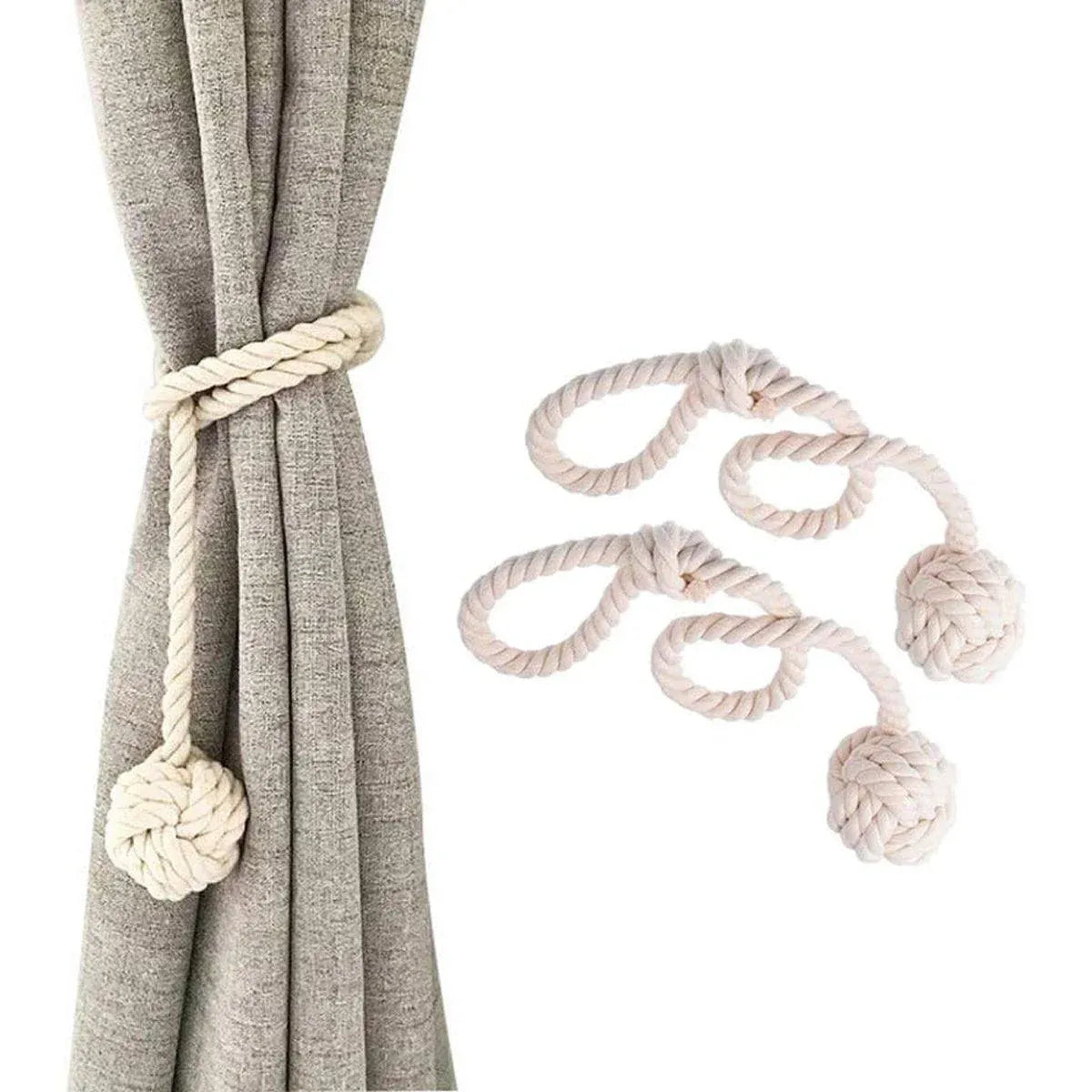 1pair Braided Cotton Curtain Tiebacks No Hole Curtain Holdbacks Hanging Balls - Navy V528-CURTAIN-TIE-2PCS-NAVY-403625