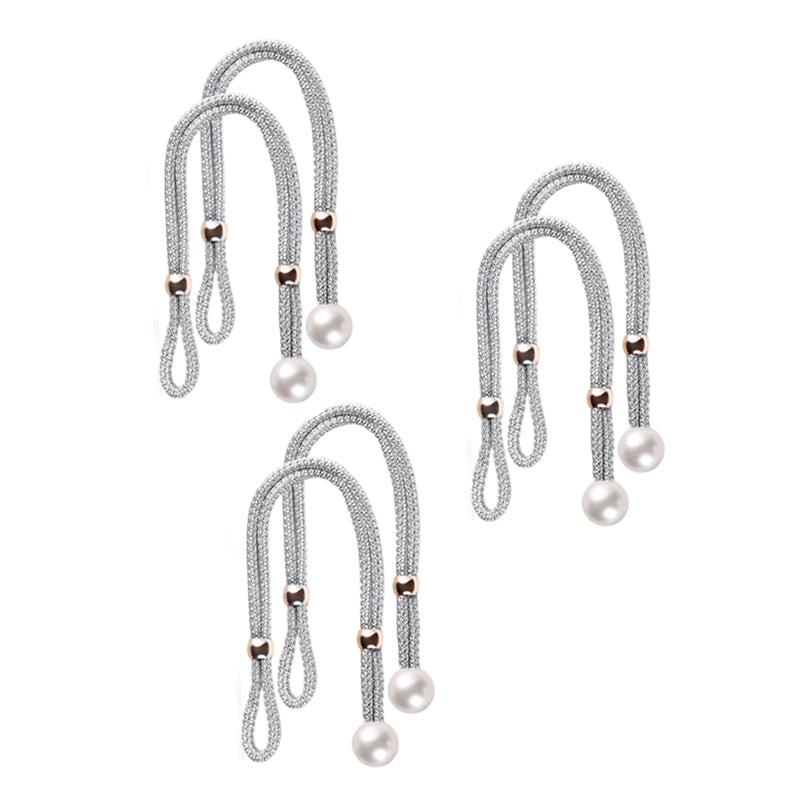 Curtain Tiebacks Pearl Strap Set 3 Pairs Decorative Buckle Holder Rings Hooks - Blue V528-CURTAIN-TIE-BLUE-3PAIR-796124