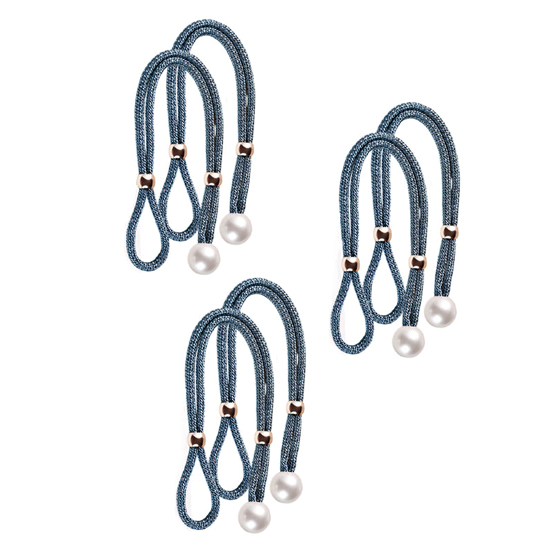 Curtain Tiebacks Pearl Strap Set 3 Pairs Decorative Buckle Holder Rings Hooks - Blue V528-CURTAIN-TIE-BLUE-3PAIR-796124