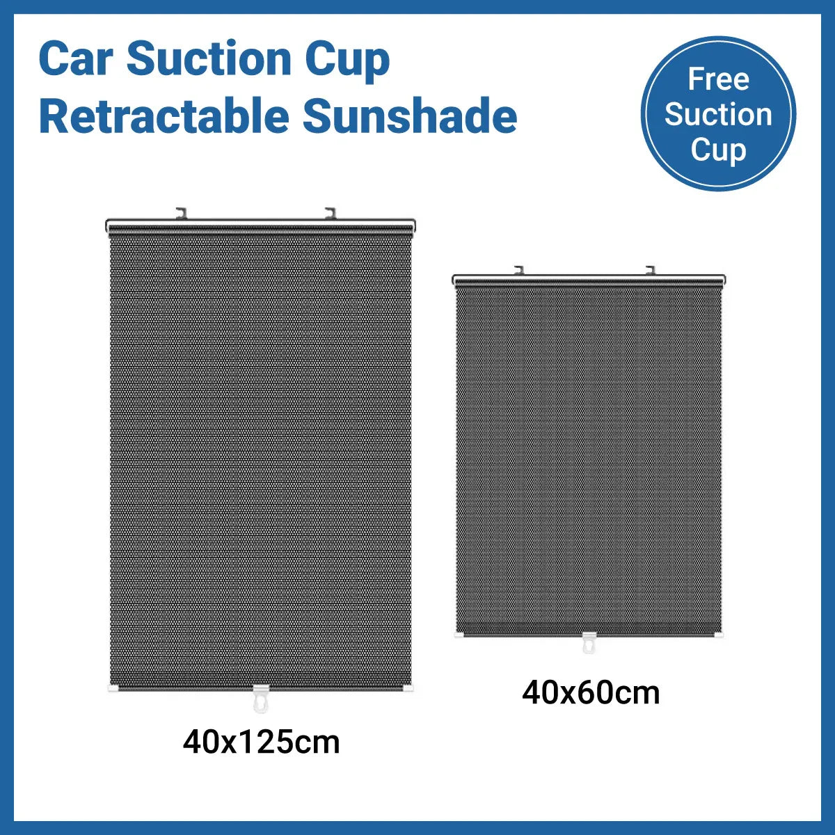 Car Window Sun Shade Retractable Side Visor Shield Cover Roll Curtain For Auto Use - 40x125cm