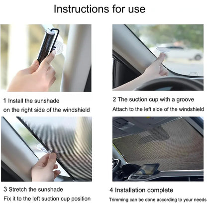 Car Window Sun Shade Retractable Side Visor Shield Cover Roll Curtain For Auto Use - 40x125cm V528-CURTAINS-40-125CM-953784
