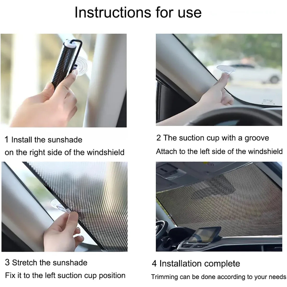 Car Window Sun Shade Retractable Side Visor Shield Cover Roll Curtain For Auto Use - 40x125cm