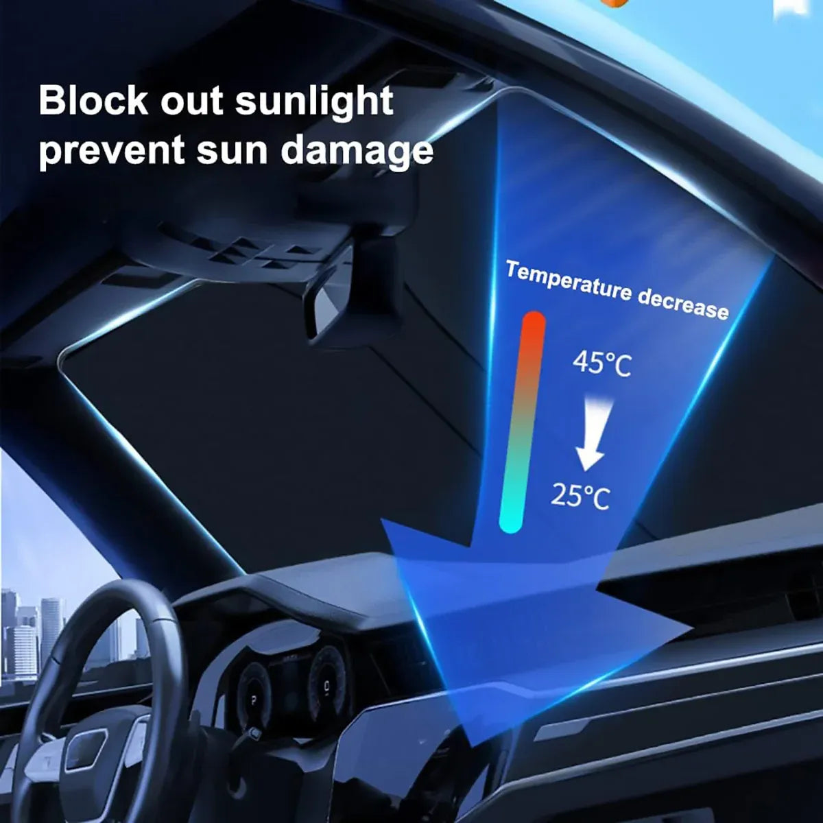 Car Window Sun Shade Retractable Side Visor Shield Cover Roll Curtain For Auto Use - 40x125cm