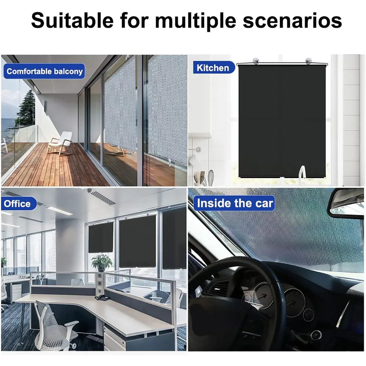 Car Window Sun Shade Retractable Side Visor Shield Cover Roll Curtain For Auto Use - 40x125cm