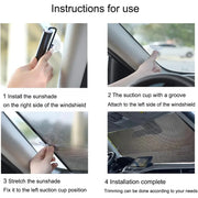 Car Window Sun Shade Retractable Side Visor Shield Cover Roll Curtain For Auto Use - 40x60cm