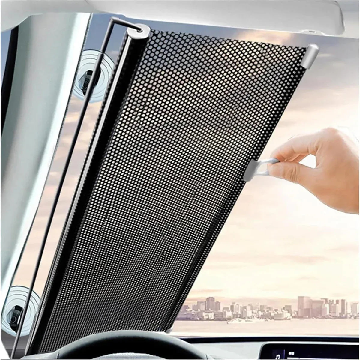 Car Window Sun Shade Retractable Side Visor Shield Cover Roll Curtain For Auto Use - 40x60cm
