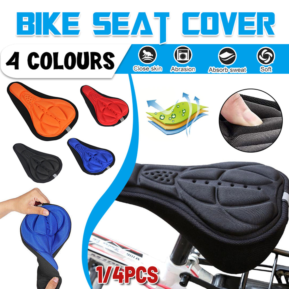 Thick Silicone Bike Seat Cover Comfort Gel Cycling Bicycle Saddle Cushion Pad - Set of 4 Colours V528-CUSHION-COVER-4PCS-657847