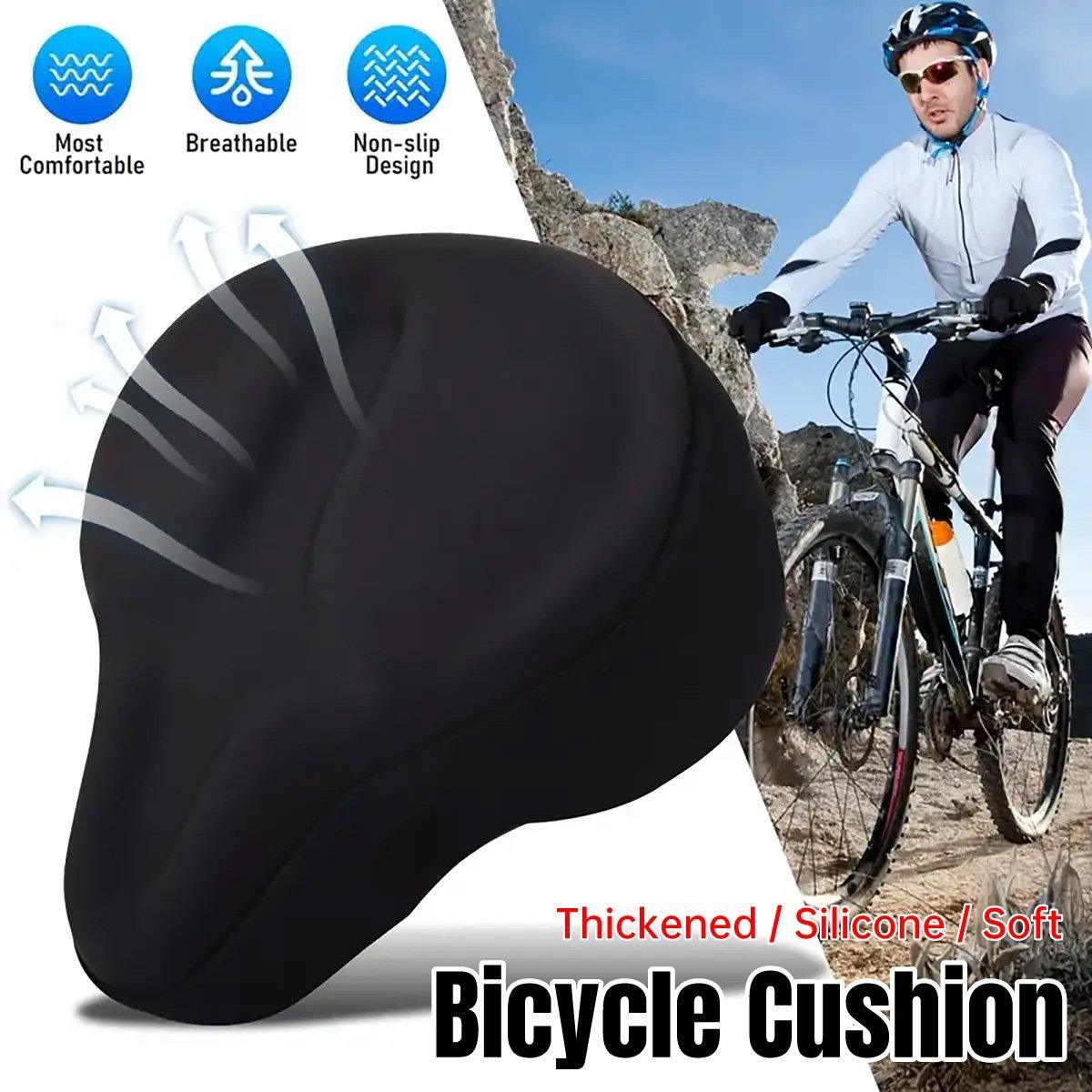 Soft Silicone Bicycle Seat Cover Comfortable Mountain Bike Cushion Thickened V528-CUSHION-COVER-BLACK-916938