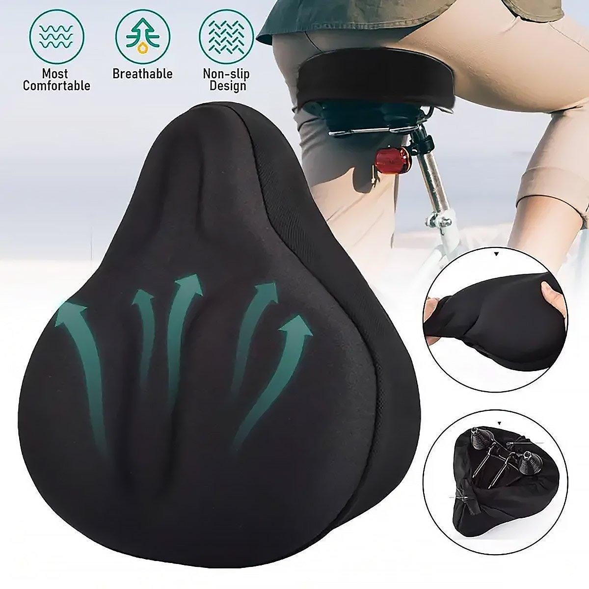 Soft Silicone Bicycle Seat Cover Comfortable Mountain Bike Cushion Thickened V528-CUSHION-COVER-BLACK-916938