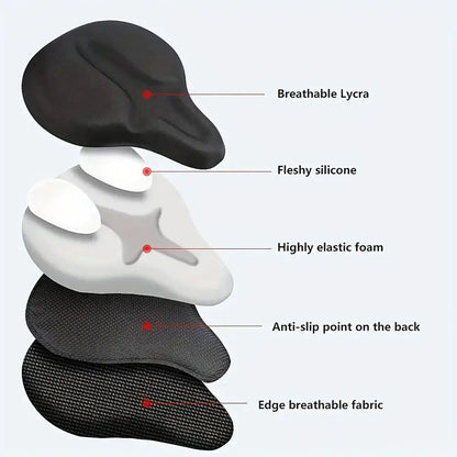 Soft Silicone Bicycle Seat Cover Comfortable Mountain Bike Cushion Thickened V528-CUSHION-COVER-BLACK-916938