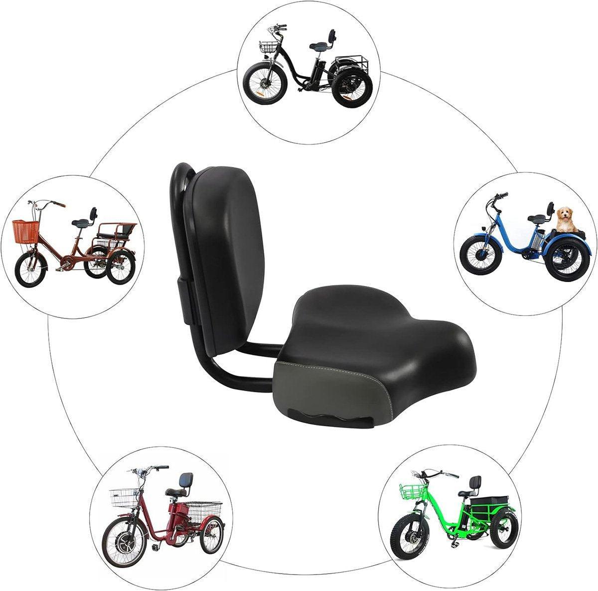 Electric Bicycle Tricycle Seat With Backrest Adjustable Comfortable Bike Seat - Grey V528-CUSHION-GREY-164866