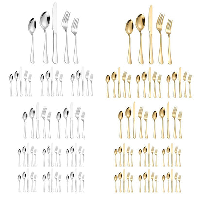 20/40pcs Stainless Steel Cutlery Set Knife Fork Spoon Western Hotel Tableware - Golden-40pcs V528-CUTLERY-GOLDEN-40PCS-668625