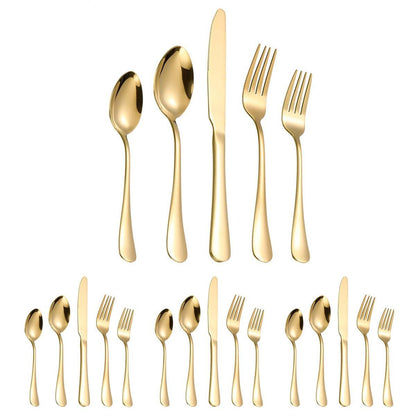 20/40pcs Stainless Steel Cutlery Set Knife Fork Spoon Western Hotel Tableware - Golden-40pcs V528-CUTLERY-GOLDEN-40PCS-668625