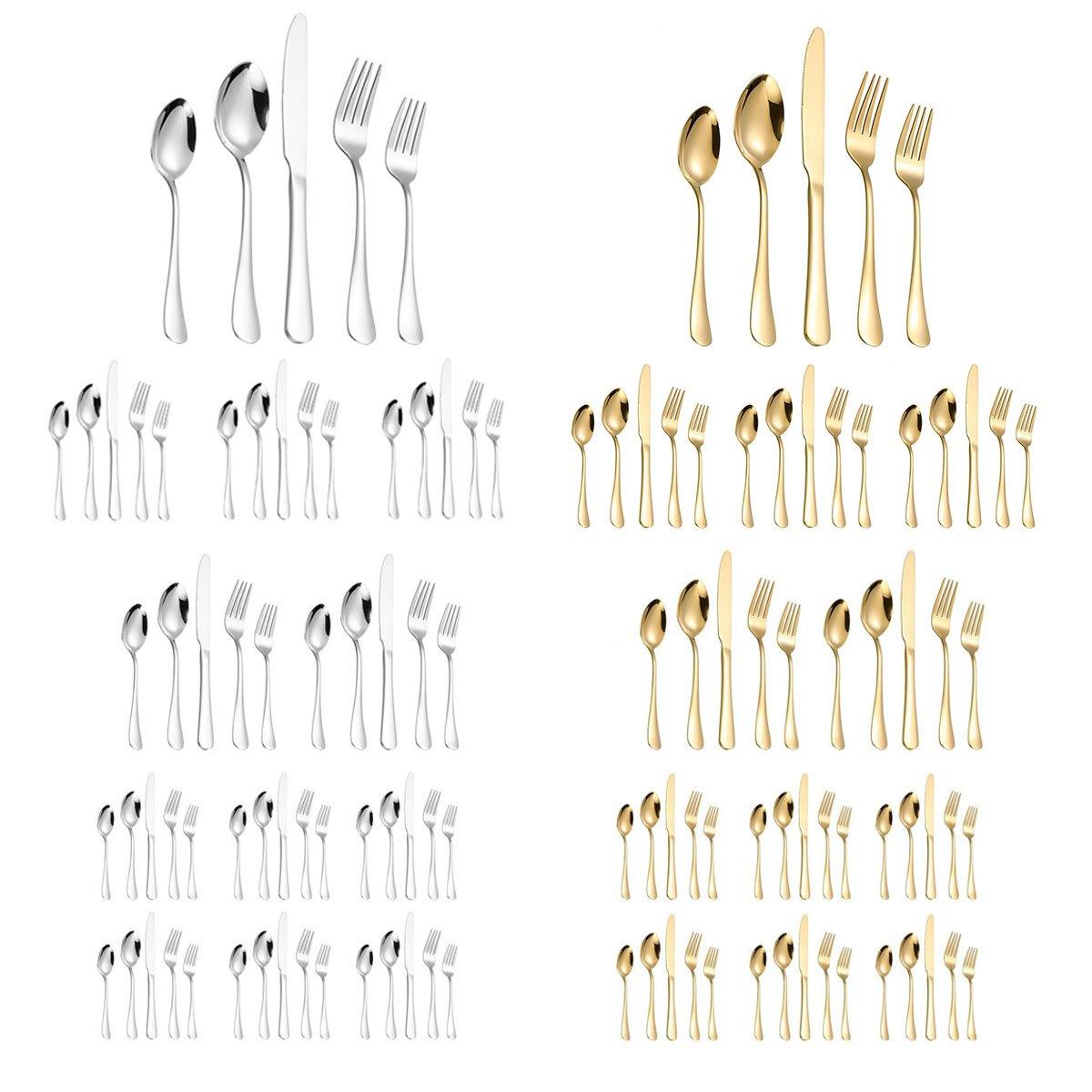 20/40pcs Stainless Steel Cutlery Set Knife Fork Spoon Western Hotel Tableware - Silver-40pcs V528-CUTLERY-SILVER-40PCS-271047