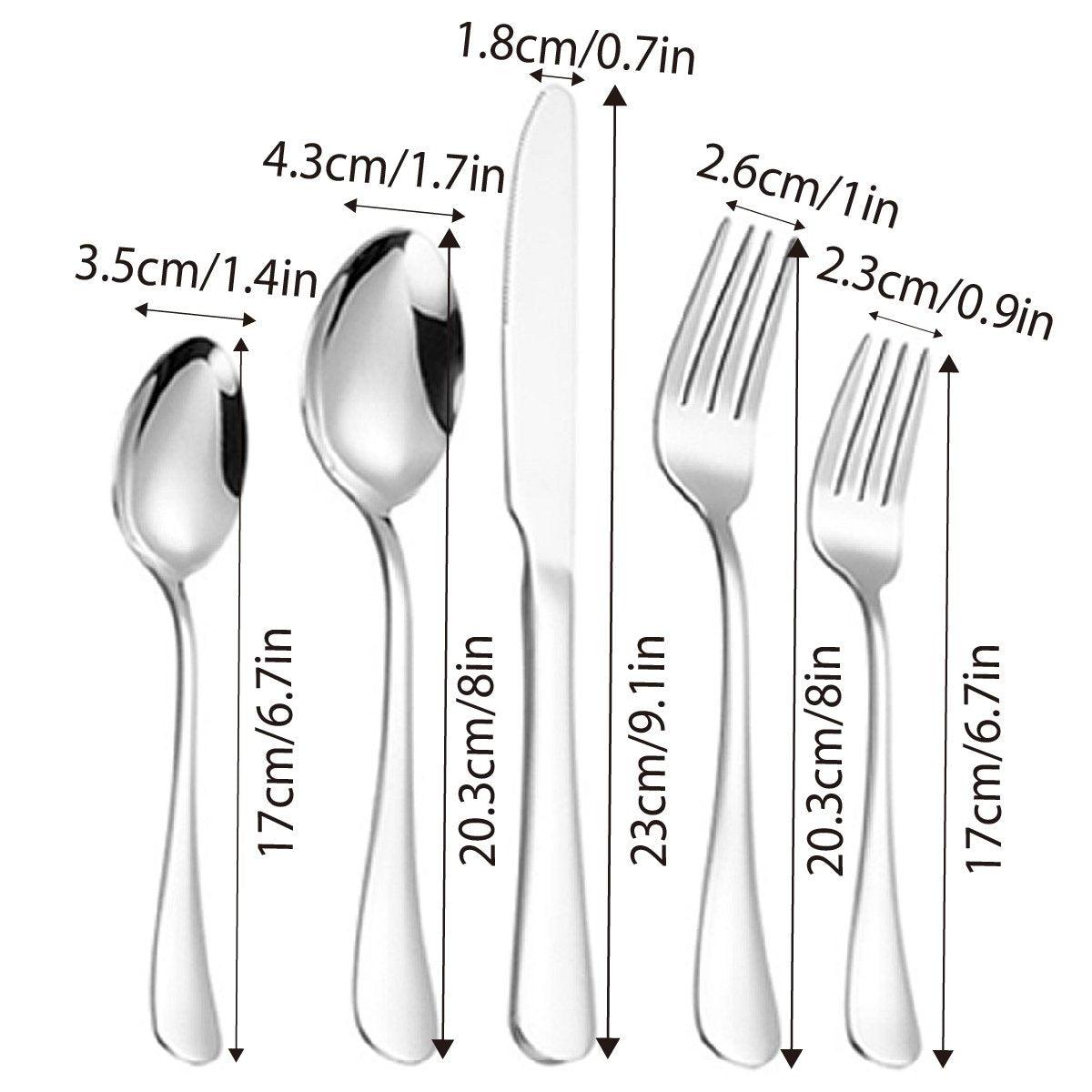 20/40pcs Stainless Steel Cutlery Set Knife Fork Spoon Western Hotel Tableware - Silver-40pcs V528-CUTLERY-SILVER-40PCS-271047