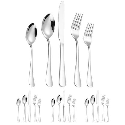 20/40pcs Stainless Steel Cutlery Set Knife Fork Spoon Western Hotel Tableware - Silver-40pcs V528-CUTLERY-SILVER-40PCS-271047