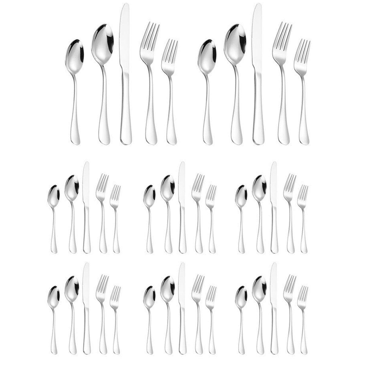 20/40pcs Stainless Steel Cutlery Set Knife Fork Spoon Western Hotel Tableware - Silver-40pcs V528-CUTLERY-SILVER-40PCS-271047
