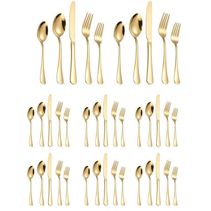 20/40pcs Stainless Steel Cutlery Set Knife Fork Spoon Western Hotel Tableware - Silver-40pcs V528-CUTLERY-SILVER-40PCS-271047