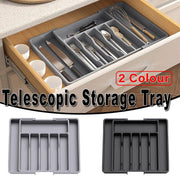 Extendable Cutlery Storage Box Household Portable Retractable Tray Organizer - Black V528-CUTLERY-TRAY-BLACK-732799