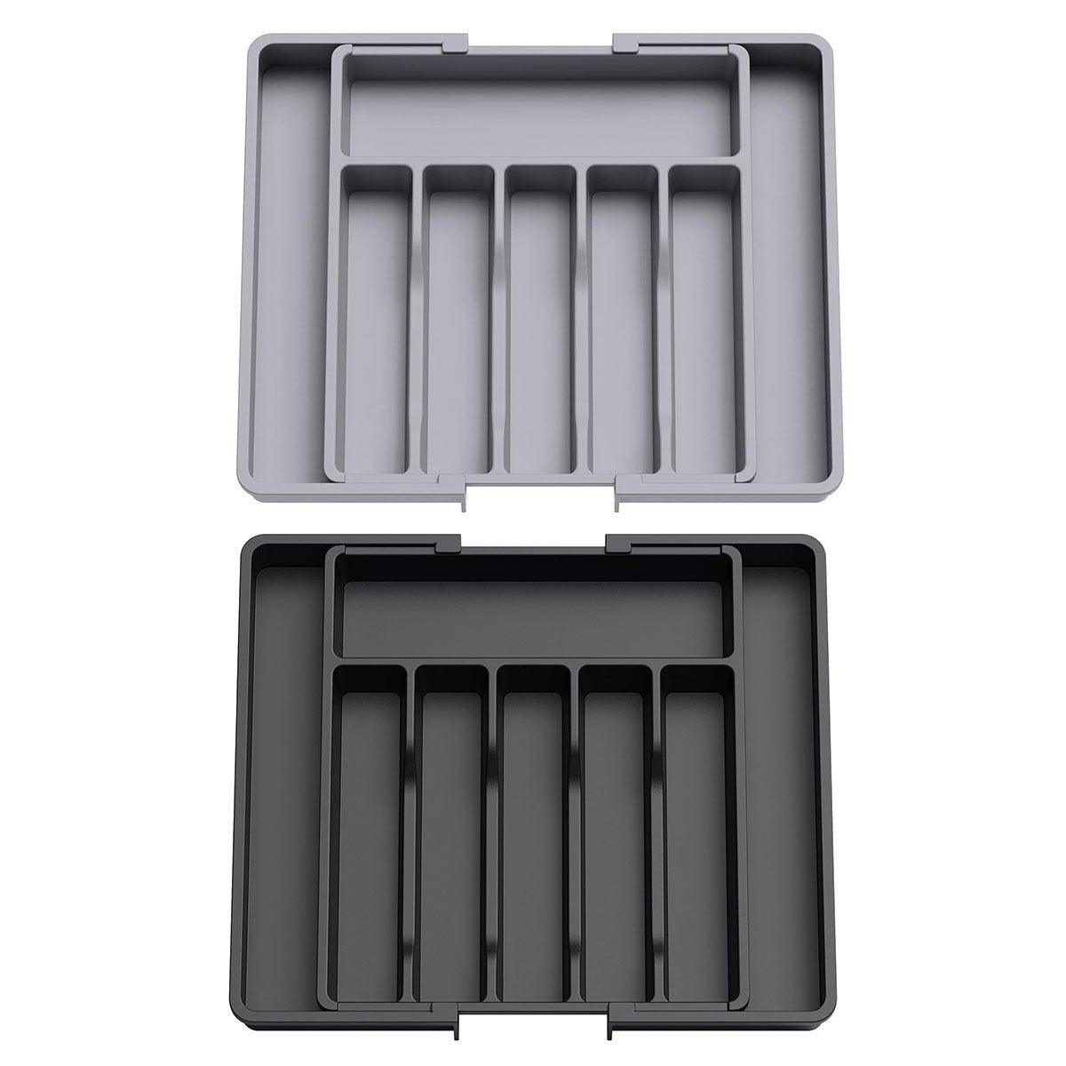 Extendable Cutlery Storage Box Household Portable Retractable Tray Organizer - Black V528-CUTLERY-TRAY-BLACK-732799