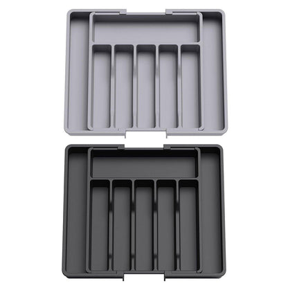 Extendable Cutlery Storage Box Household Portable Retractable Tray Organizer - Black V528-CUTLERY-TRAY-BLACK-732799