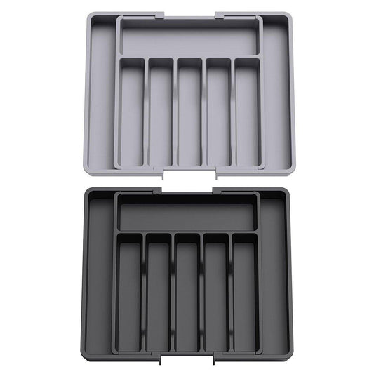 Extendable Cutlery Storage Box Household Portable Retractable Tray Organizer - Black V528-CUTLERY-TRAY-BLACK-732799