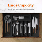 Extendable Cutlery Storage Box Household Portable Retractable Tray Organizer - Black V528-CUTLERY-TRAY-BLACK-732799