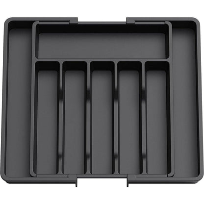 Extendable Cutlery Storage Box Household Portable Retractable Tray Organizer - Black V528-CUTLERY-TRAY-BLACK-732799